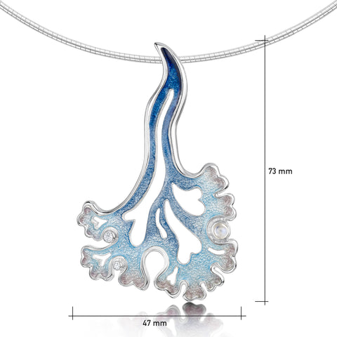 Sea Moss Moonstone Occasion Necklace in Sea Blue Enamel by Sheila Fleet Jewellery