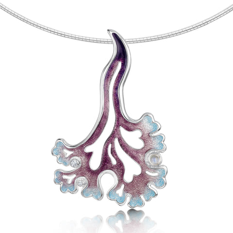 Sea Moss Moonstone Occasion Necklace in Sea Pink Enamel by Sheila Fleet Jewellery