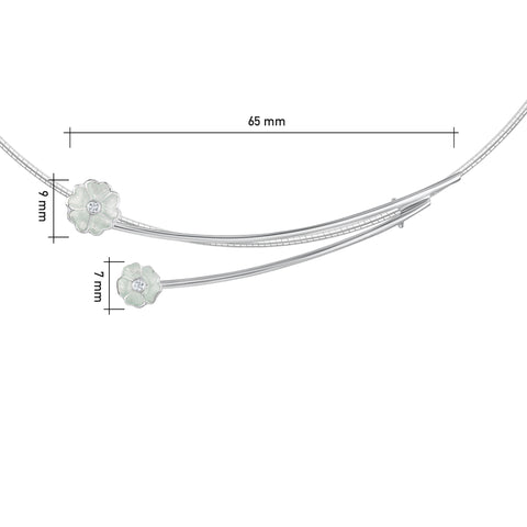 Primula Scotica 2-flower Cubic Zirconia Necklace in Crystal Enamel by Sheila Fleet Jewellery