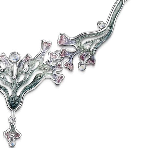 Sea Moss Moonstone 11-link Statement Necklace in Mill Sands Enamel by Sheila Fleet Jewellery