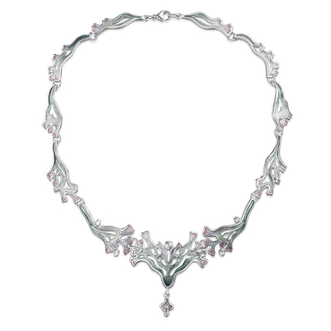 Sea Moss Moonstone 11-link Statement Necklace in Mill Sands Enamel by Sheila Fleet Jewellery