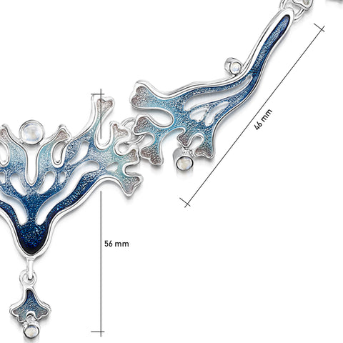 Sea Moss Moonstone 11-link Statement Necklace in Sea Blue Enamel by Sheila Fleet Jewellery