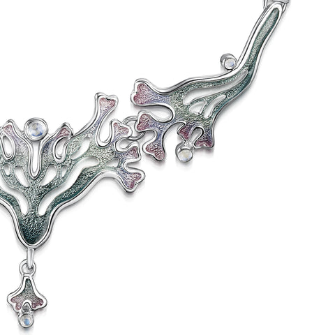 Sea Moss Moonstone Medium Statement Necklace in Mill Sands Enamel by Sheila Fleet Jewellery