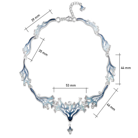 Sea Moss Moonstone Medium Statement Necklace in Sea Blue Enamel by Sheila Fleet Jewellery