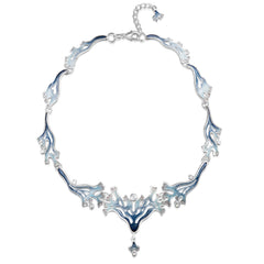 Sea Moss Moonstone Medium Statement Necklace in Sea Blue Enamel by Sheila Fleet Jewellery