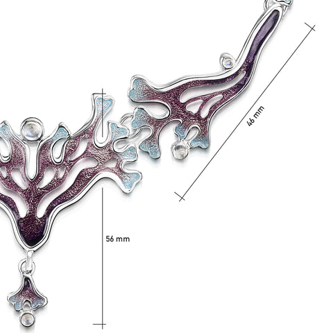 Sea Moss Moonstone Medium Statement Necklace in Sea Pink Enamel