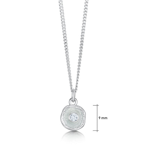 Lunar Cubic Zirconia Petite Pendant in Frost Enamel by Sheila Fleet Jewellery