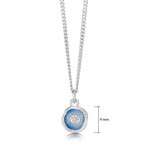 Lunar Cubic Zirconia Petite Pendant in Lunar Blue Enamel by Sheila Fleet Jewellery