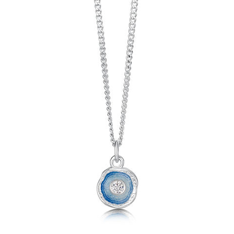 Lunar Cubic Zirconia Petite Pendant in Lunar Blue Enamel by Sheila Fleet Jewellery