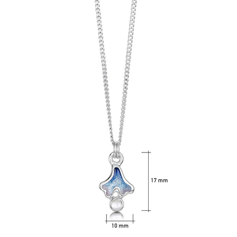 Sea Moss Petite Moonstone Pendant in Sea Blue Enamel by Sheila Fleet Jewellery
