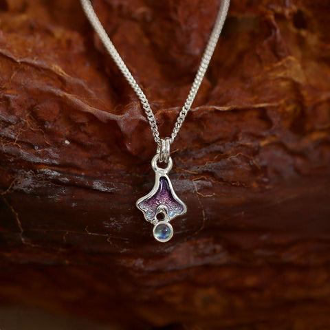 Sea Moss Petite Moonstone Pendant in Sea Pink Enamel by Sheila Fleet Jewellery