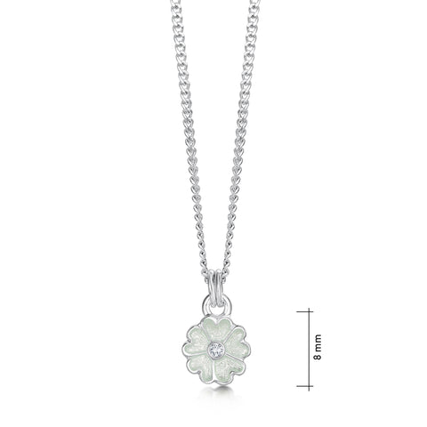 Primula Scotica Petite Cubic Zirconia Pendant in Crystal Enamel by Sheila Fleet Jewellery