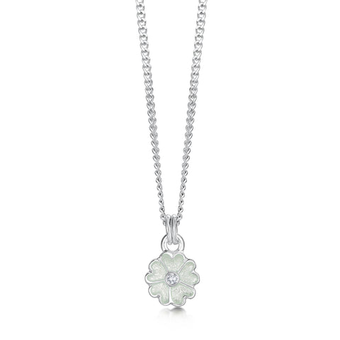 Primula Scotica Petite Cubic Zirconia Pendant in Crystal Enamel by Sheila Fleet Jewellery
