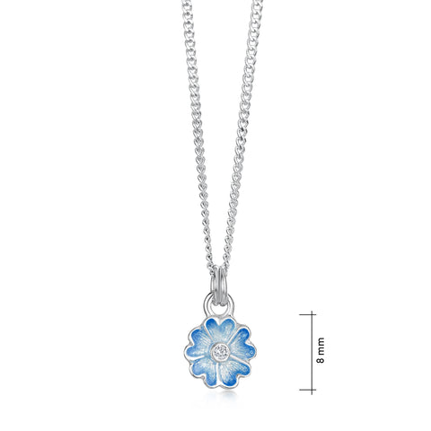 Primula Scotica Petite Cubic Zirconia Pendant in Forget-Me-Not Blue by Sheila Fleet Jewellery