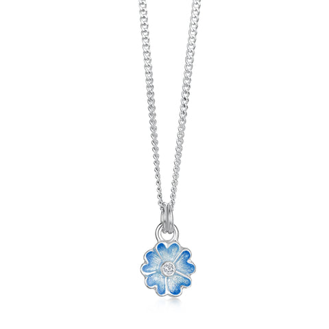 Primula Scotica Petite Cubic Zirconia Pendant in Forget-Me-Not Blue by Sheila Fleet Jewellery