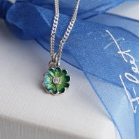 Primula Scotica Petite Cubic Zirconia Pendant in Spring Green Enamel by Sheila Fleet Jewellery