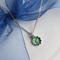 Primula Scotica Petite Cubic Zirconia Pendant in Spring Green Enamel by Sheila Fleet Jewellery