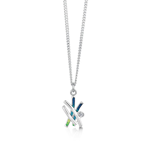Wild Grasses Petite Pendant in Meadow Enamel by Sheila Fleet Jewellery