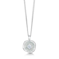 Lunar Cubic Zirconia Small Pendant Necklace in Frost Enamel by Sheila Fleet Jewellery