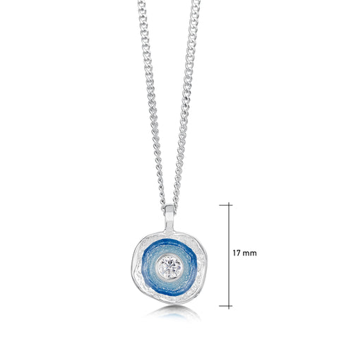 Lunar Cubic Zirconia Small Pendant Necklace in Lunar Blue Enamel by Sheila Fleet Jewellery