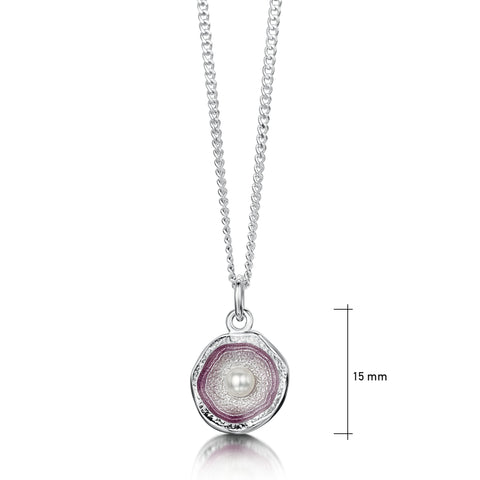 Lunar Pearl Small Pendant Necklace in Champagne Enamel by Sheila Fleet Jewellery