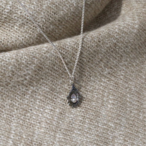 Oyster Enamel Small Pendant with Peach Pearl by Sheila Fleet Jewellery