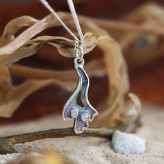 Sea Moss Small Cubic Zirconia Pendant in Mill Sands Enamel by Sheila Fleet Jewellery