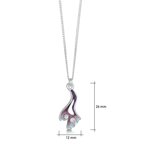 Sea Moss Small Cubic Zirconia Pendant in Sea Pink Enamel by Sheila Fleet Jewellery