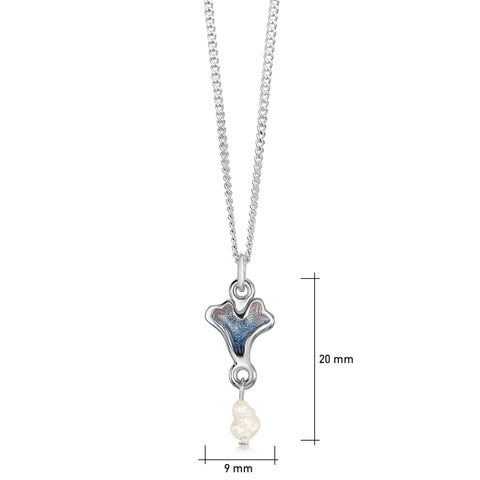 Sea Moss Petite Heart Pendant with Baroque Pearl in Sea Blue Enamel by Sheila Fleet Jewellery