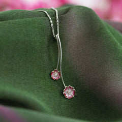 Primula Scotica 2-flower Cubic Zirconia Pendant in Hot Pink by Sheila Fleet Jewellery