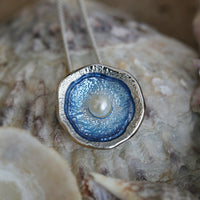 Lunar Pearl Pendant Necklace in Lunar Blue Enamel by Sheila Fleet Jewellery