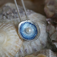 Lunar Pearl Pendant Necklace in Lunar Blue Enamel by Sheila Fleet Jewellery