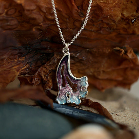 Sea Moss Moonstone & CZ Pendant in Sea Pink Enamel by Sheila Fleet Jewellery