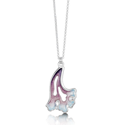 Sea Moss Moonstone & CZ Pendant in Sea Pink Enamel by Sheila Fleet Jewellery