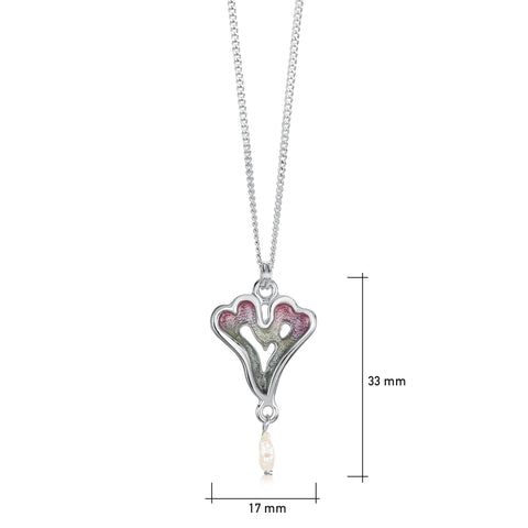 Sea Moss Heart Pendant with Baroque Pearl in Mill Sands Enamel by Sheila Fleet Jewellery