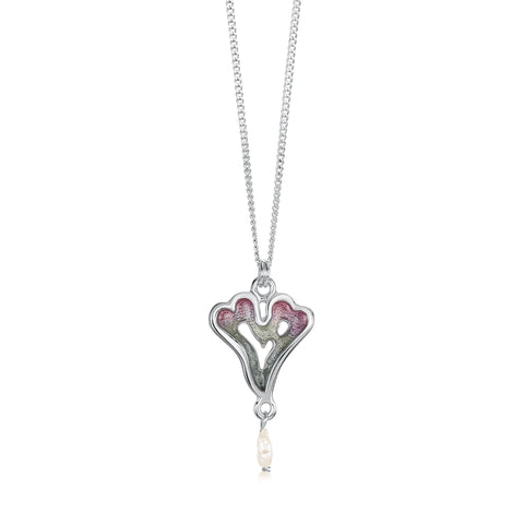 Sea Moss Heart Pendant with Baroque Pearl in Mill Sands Enamel by Sheila Fleet Jewellery
