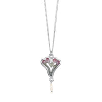 Sea Moss Heart Pendant with Baroque Pearl in Mill Sands Enamel by Sheila Fleet Jewellery