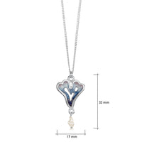 Sea Moss Heart Pendant with Baroque Pearl in Sea Blue Enamel by Sheila Fleet Jewellery