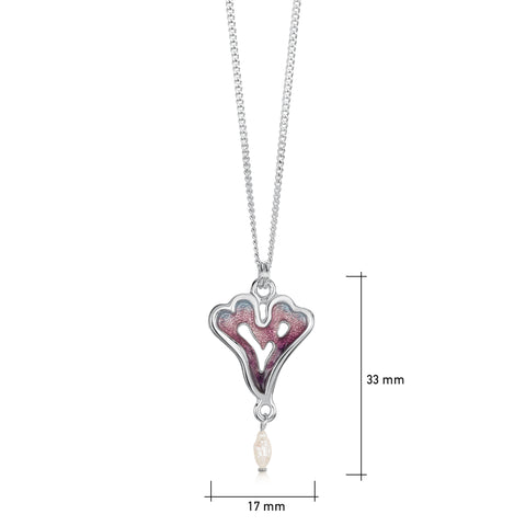 Sea Moss Heart Pendant with Baroque Pearl in Sea Pink Enamel by Sheila Fleet Jewellery