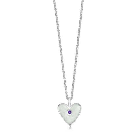 Secret Hearts Amethyst Birthstone Pendant in Crystal Enamel by Sheila Fleet Jewellery