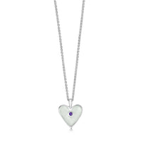 Secret Hearts Amethyst Birthstone Pendant in Crystal Enamel by Sheila Fleet Jewellery