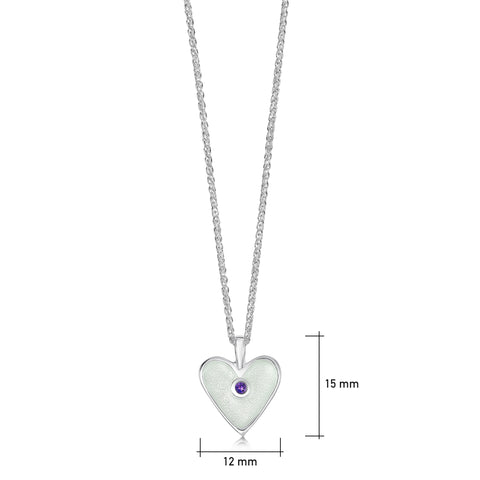 Secret Hearts Amethyst Birthstone Pendant in Crystal Enamel by Sheila Fleet Jewellery