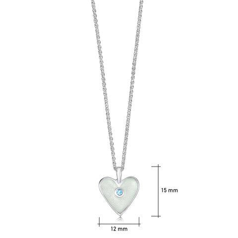 Secret Hearts Aquamarine Birthstone Pendant in Crystal Enamel by Sheila Fleet Jewellery