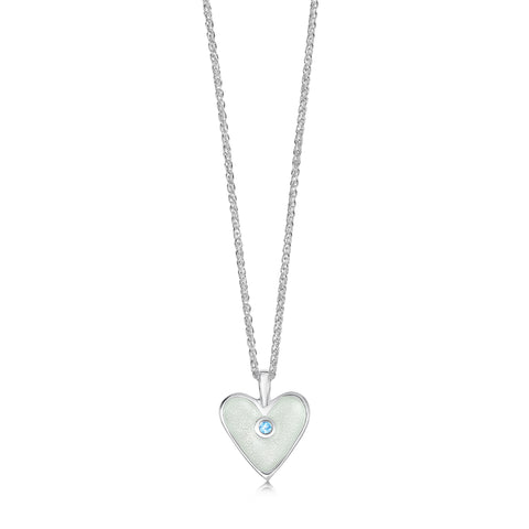 Secret Hearts Aquamarine Birthstone Pendant in Crystal Enamel by Sheila Fleet Jewellery