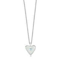 Secret Hearts Aquamarine Birthstone Pendant in Crystal Enamel by Sheila Fleet Jewellery