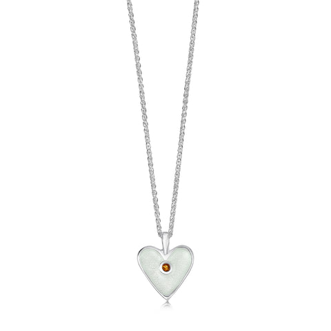 Secret Hearts Citrine Birthstone Pendant in Crystal Enamel by Sheila Fleet Jewellery