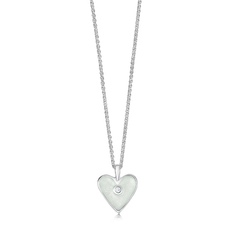 Secret Hearts Cubic Zirconia Pendant in Crystal Enamel by Sheila Fleet Jewellery