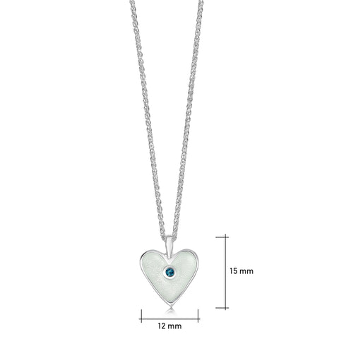 Secret Hearts London Blue Topaz Birthstone Pendant in Crystal Enamel by Sheila Fleet Jewellery