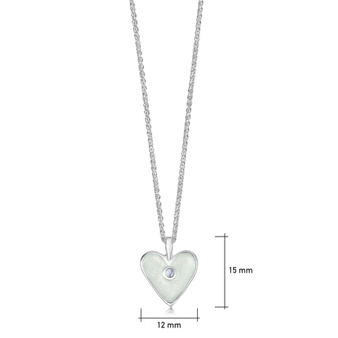 Secret Hearts Moonstone Birthstone Pendant in Crystal Enamel by Sheila Fleet Jewellery