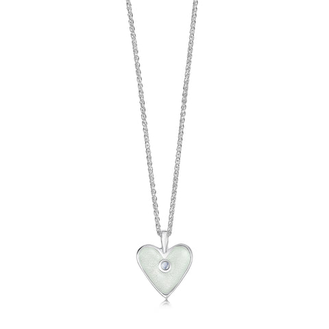 Secret Hearts Moonstone Birthstone Pendant in Crystal Enamel by Sheila Fleet Jewellery